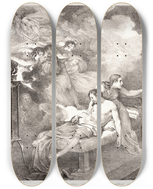 Triptych art skateboard deck of Guillaumeguillon Lethire Electre by Guillaume Guillon Lethiere (1760-1832)