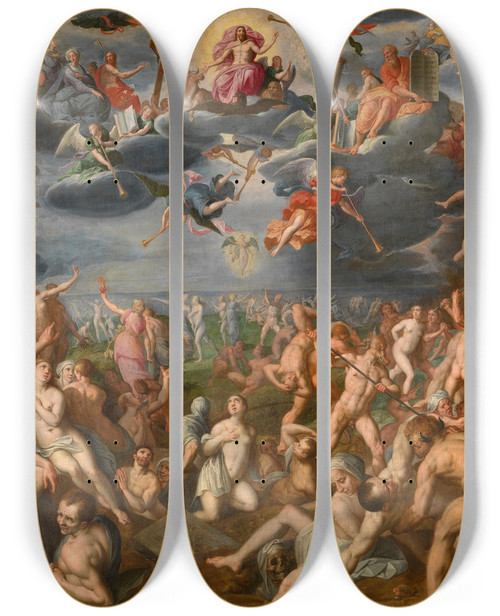 Triptych art skateboard deck of Jacob De Backer The Last Judgement by Jacob De Backer (1555-1585)