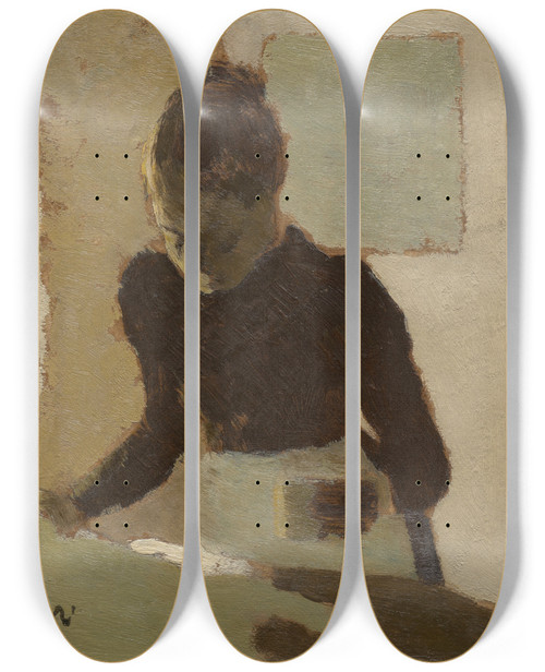 Triptych art skateboard deck of Douard Vuillard Woman Ironing by douard Vuillard (1868-1940)