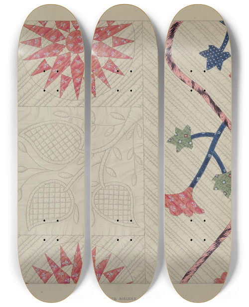 Triptych art skateboard deck of Jacob Gielens Quilt by Jacob Gielens