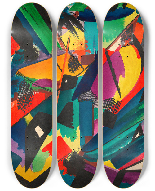 Triptych art skateboard deck of Karl Wiener Dissonanzen by Karl Wiener (1901-1949)