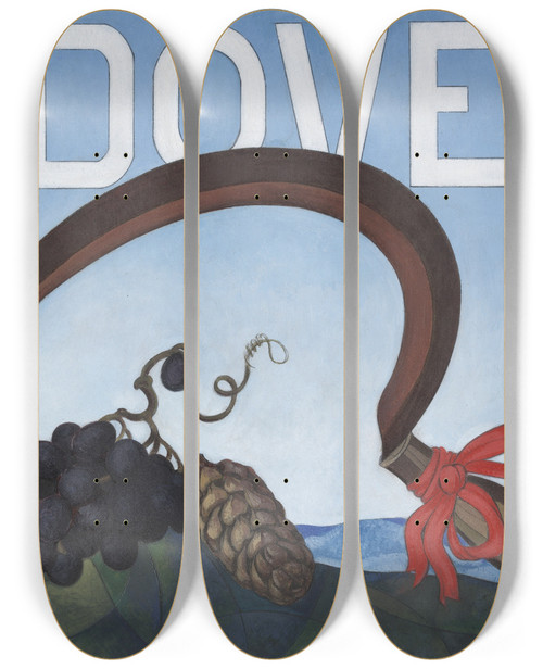 Triptych art skateboard deck of Charles Demuth Poster Portraitdove by Charles Demuth (1883-1935)