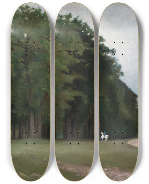 Triptych art skateboard deck of Carl Fredrik Hill Route De Paris Ii by Carl Fredrik Hill (1849-1911)