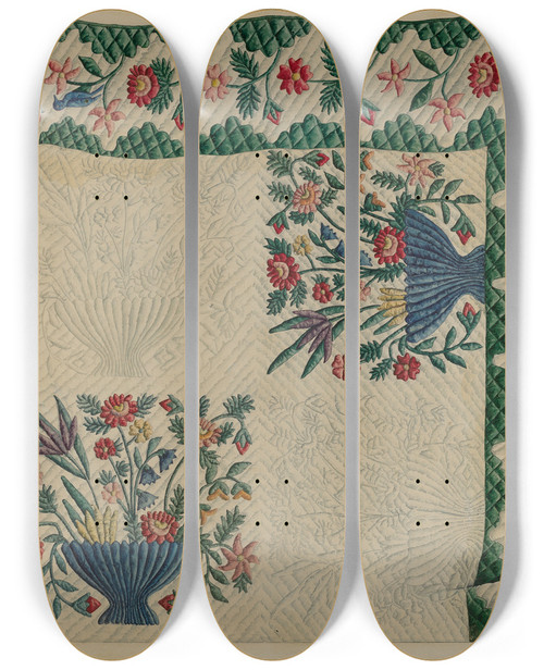 Triptych art skateboard deck of Ralph Atkinson Quilt_1 by Ralph Atkinson (20-)
