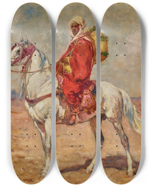 Triptych art skateboard deck of Henri Rousseau Rider And His Mount by Henri Rousseau (1844-1910)