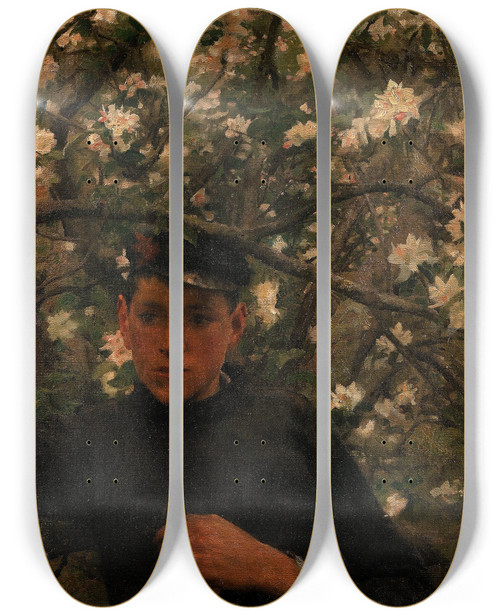 Triptych art skateboard deck of Henry Scott Tuke The Promise by Henry Scott Tuke (1858-1929)