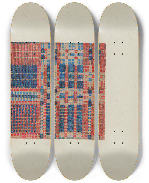 Triptych art skateboard deck of Cornelius Christoffels Coverlet_29 by Cornelius Christoffels (1879-1960)