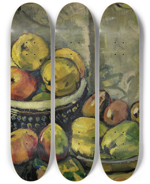 Triptych art skateboard deck of Hans Brhlmann Fruits In Two Bowls by Hans Bruhlmann (1878-1911)