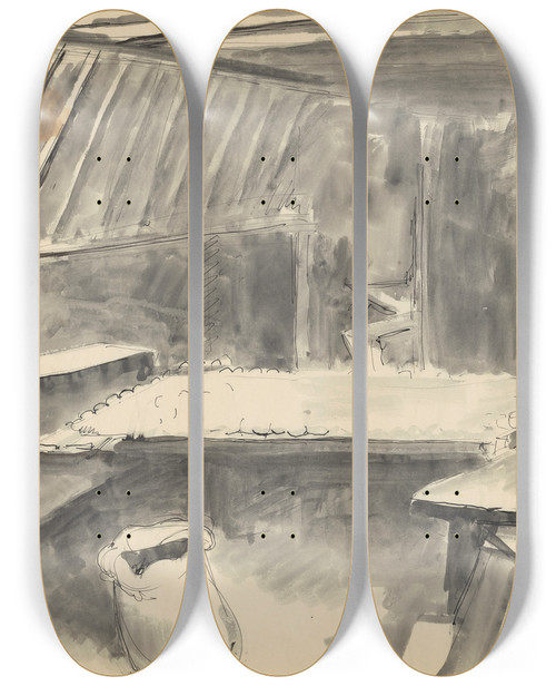 Triptych art skateboard deck of Frederick Porter Sketchbook Of Fred J Porter_7 by Frederick Porter (1883-1944)