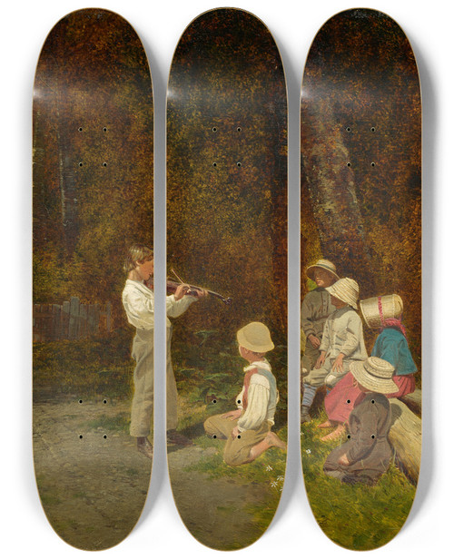 Triptych art skateboard deck of Charles Caleb Ward His First Appearance In Public by Charles Caleb Ward (1831-1896)