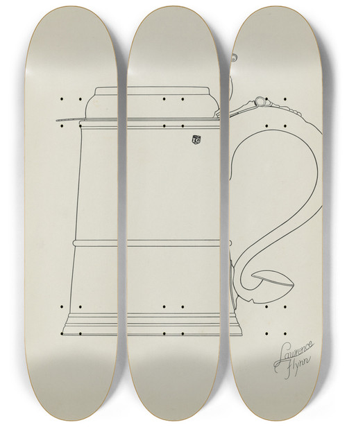 Triptych art skateboard deck of Lawrence Flynn Silver Tankard_9 by Lawrence Flynn (1900-1973)
