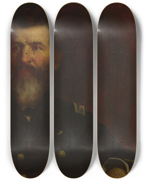 Triptych art skateboard deck of Eastman Johnson Portrait Of Commodore Philip Carrigan Johnson Jr by Eastman Johnson (1824-1906)