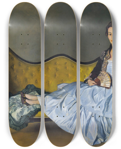 Triptych art skateboard deck of Ignacio Zuloaga Portrait Of Seora De Garay by Ignacio Zuloaga (1870-1945)