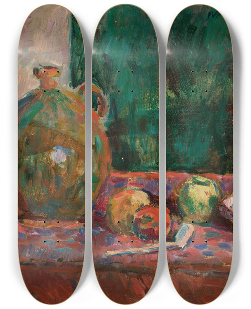 Triptych art skateboard deck of Wacaw Wsowicz Redgreen Still Life by Waclaw Wasowicz (1891-1942)
