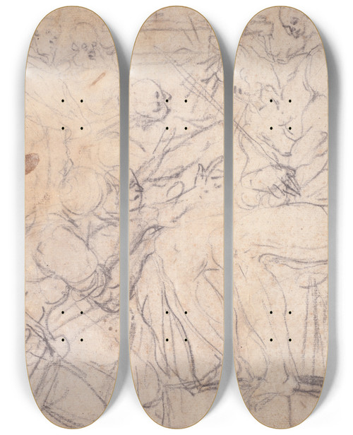 Triptych art skateboard deck of Daniele Crespi The Mocking Ofchrist by Daniele Crespi (1597-1630)