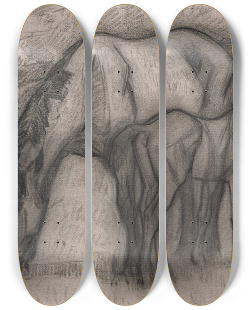 Triptych art skateboard deck of Robert Polhill Bevan Study For Mare And Foal Lytchetts Clayhidon by Robert Polhill Bevan (1865-1925)