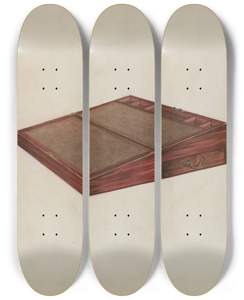 Triptych art skateboard deck of Mattie P Goodman Writing Desk Lap by Mattie P Goodman