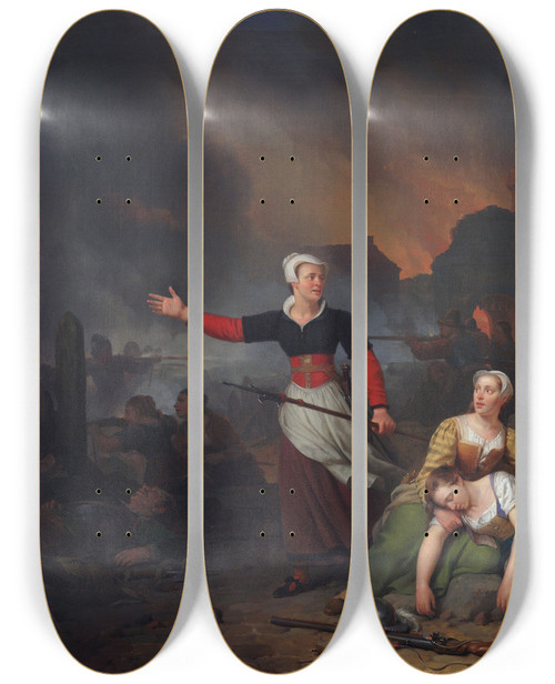 Triptych art skateboard deck of Ferdinand De Braekeleer Kenau Simonsdr Hasselaar Tijdens Het Beleg Van Haarlem by Ferdinand De Braekeleer (1792-1883)