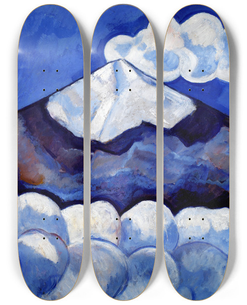 Triptych art skateboard deck of Marsden Hartley Popocatepetl Spirited Morning Mexico by Marsden Hartley (1877-1943)