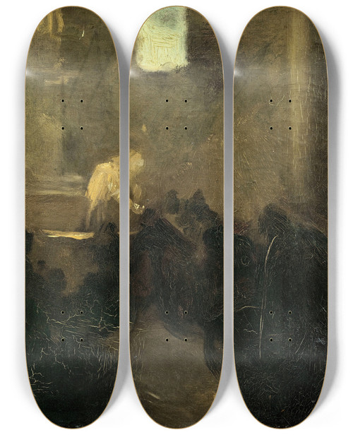 Triptych art skateboard deck of Jeanbaptiste Carpeaux La Communion by Jean-Baptiste Carpeaux (1827-1875)