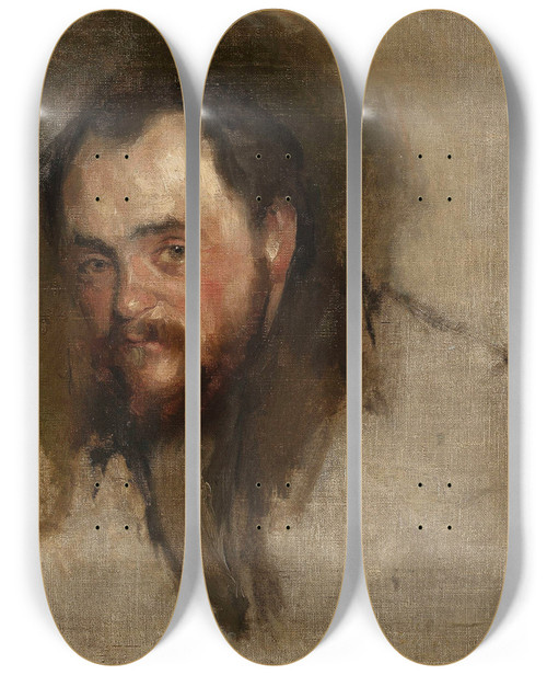 Triptych art skateboard deck of Konrad Krzyanowski Portrait Of Benedykt Kubicki by Konrad Krzyzanowski (1872-1922)