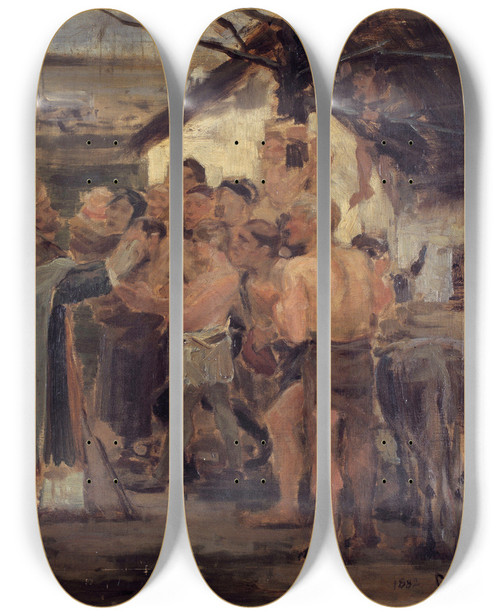 Triptych art skateboard deck of Gustaaf Vanaise Saint Livinus In Flanders Study by Gustave Vanaise