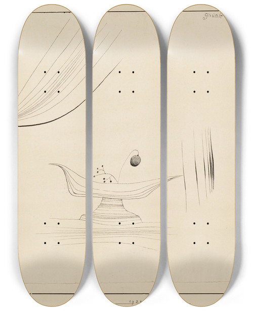 Triptych art skateboard deck of Paul Klee Frchtestilleben Still Life With Fruit by Paul Klee (1879-1940)