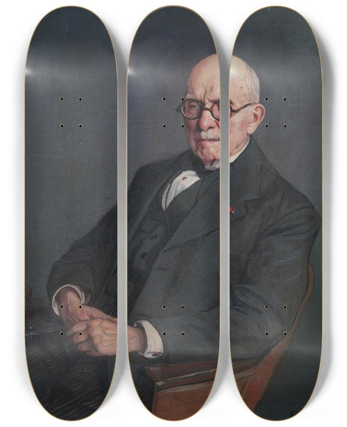 Triptych art skateboard deck of Ignacio Zuloaga Portrait Ddouard Branly 18441940 Physicien by Ignacio Zuloaga (1870-1945)