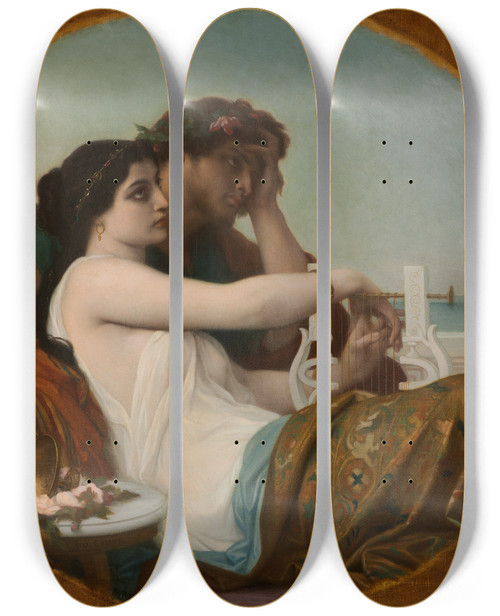 Triptych art skateboard deck of Alexandre Cabanel Algae And Boniface by Alexandre Cabanel (1823-1889)