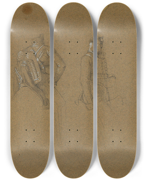 Triptych art skateboard deck of Johann Peter Krafft Portrtstudie Zu Erzherzog Karl Mit Seinem Stab In Der Schlacht Bei Aspern_1 by Johann Peter Krafft (1780-1856)