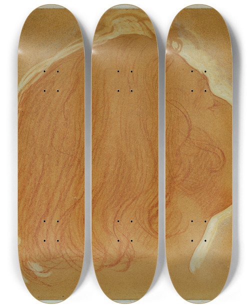 Triptych art skateboard deck of Josef Wawra Mdchenkopf Im Profil_2 by Josef Wawra (1893-1935)