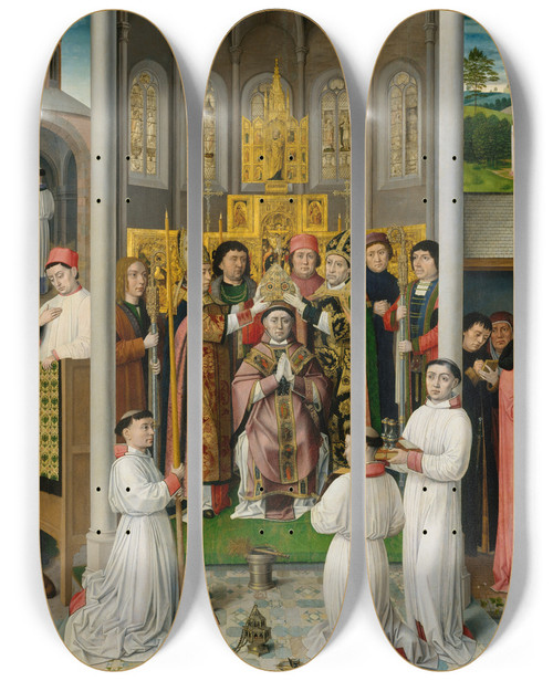 Triptych art skateboard deck of Master Of Saint Augustine Scenes From The Life Of Saint Augustine Of Hippo by Master Of Saint Augustine (15-)