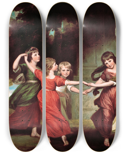 Triptych art skateboard deck of George Romney The Gower Family The Children Of Granville 2Nd Earl Gower by George Romney (1734-1802)