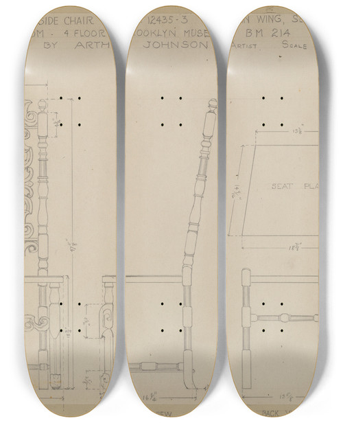 Triptych art skateboard deck of Arthur Johnson Highback Side Chair_1 by Arthur Johnson