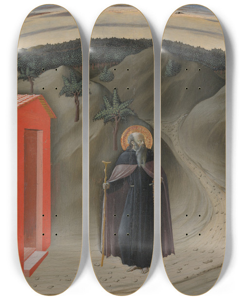 Triptych art skateboard deck of Master Of The Osservanza The Temptation Of Saint Anthonyabbot by Master of the Osservanza (15-)