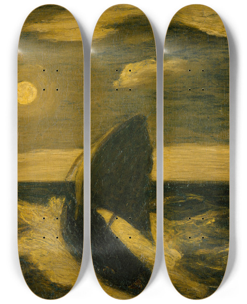 Triptych art skateboard deck of Albert Pinkham Ryder The Toilers Of The Sea by Albert Pinkham Ryder (1847-1917)