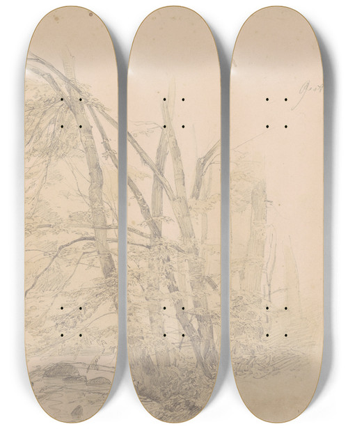 Triptych art skateboard deck of Emanuel Gottlieb Leutze Gestin by Emanuel Gottlieb Leutze (1816-1868)