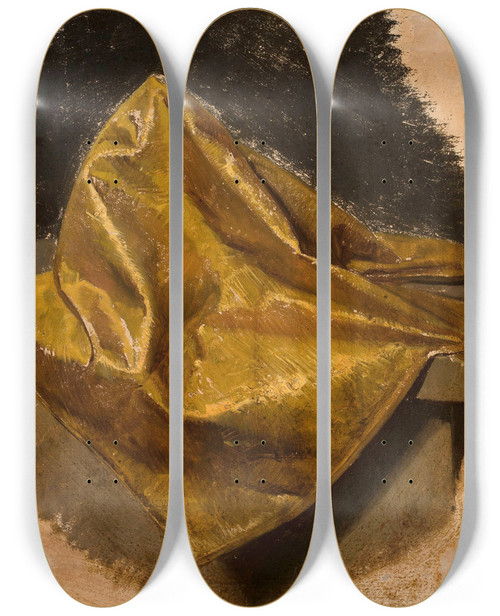 Triptych art skateboard deck of Jan Matejko Golden Fabric Study For Mens Attire by Jan Matejko (1838-1893)