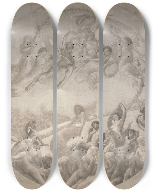 Triptych art skateboard deck of Charles Mertens Rythmus_1 by Charles Mertens (1865-1919)
