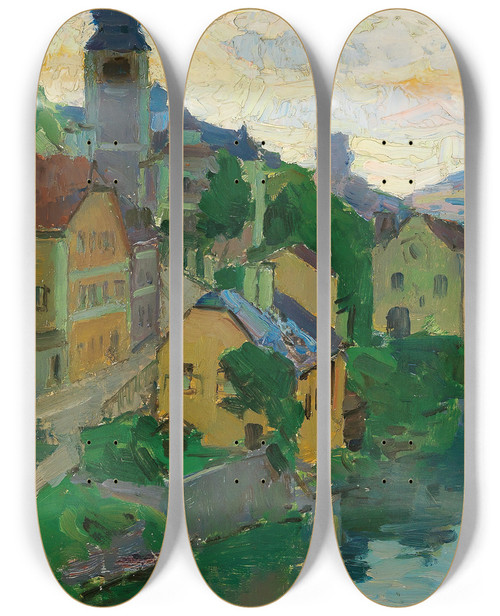 Triptych art skateboard deck of Carl Moll Waidhofen An Der Ybbs by Carl Moll (1861-1945)