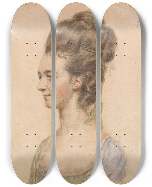 Triptych art skateboard deck of John Smart Miss Barbara Hill D 1838 by John Smart (1741-1811)