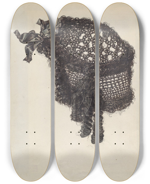Triptych art skateboard deck of James Mclellan Womans Headdress by James Mclellan