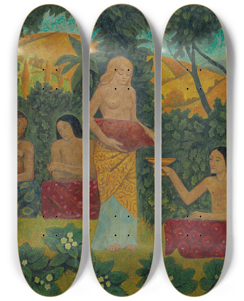 Triptych art skateboard deck of Paul Srusier Libations Cinq Figures Dans Une Fret Mythique by Paul Serusier (1864-1927)