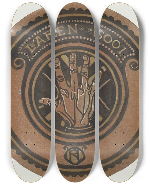 Triptych art skateboard deck of Richard Nicolas Roland Holst Ontwerp Voor Vignet Laren Gooi by Richard Nicolaus Roland Holst (1868-1938)