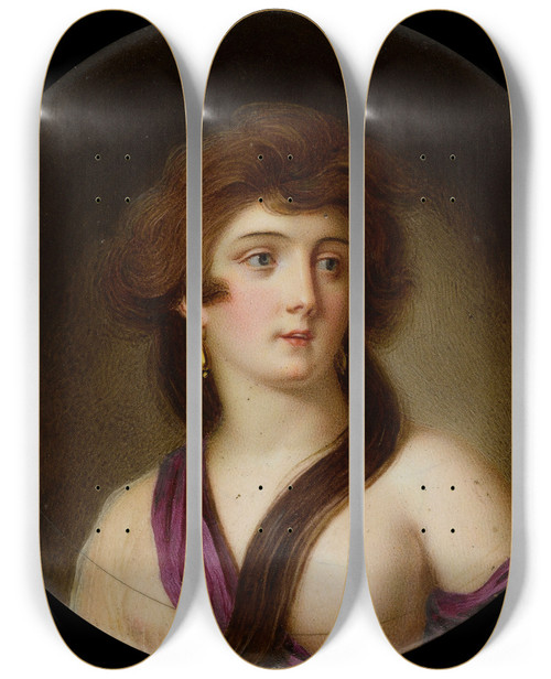 Triptych art skateboard deck of Carl Christian Kanz Portrait Dune Jeune Femme by Carl Christian Kanz (1758-1818)