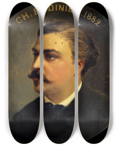 Triptych art skateboard deck of Daniel Brard Portrait De Charles Bodinier 18441911 Caissier De La Comdiefranaise by Daniel Berard (19-)