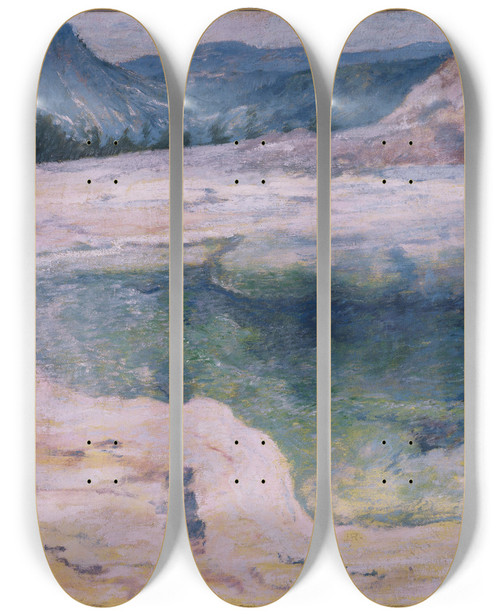 Triptych art skateboard deck of John Henry Twachtman The Emerald Pool by John Henry Twachtman (1853-1902)