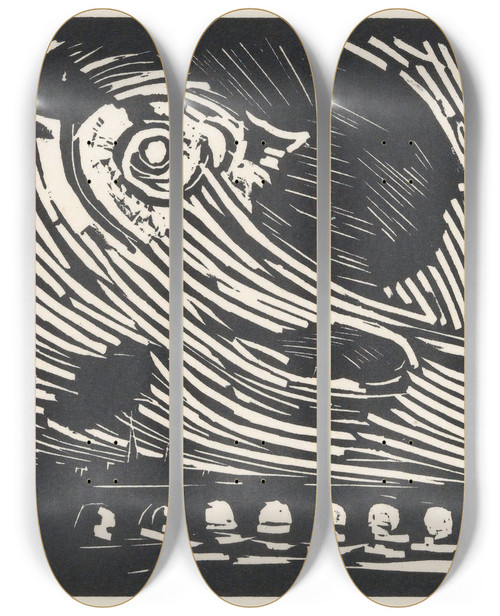 Triptych art skateboard deck of Henri Jonas Boogbrug Mogelijk De Sint Servaasbrug Over De Maas In Maastricht_1 by Henri Jonas (1878-1944)