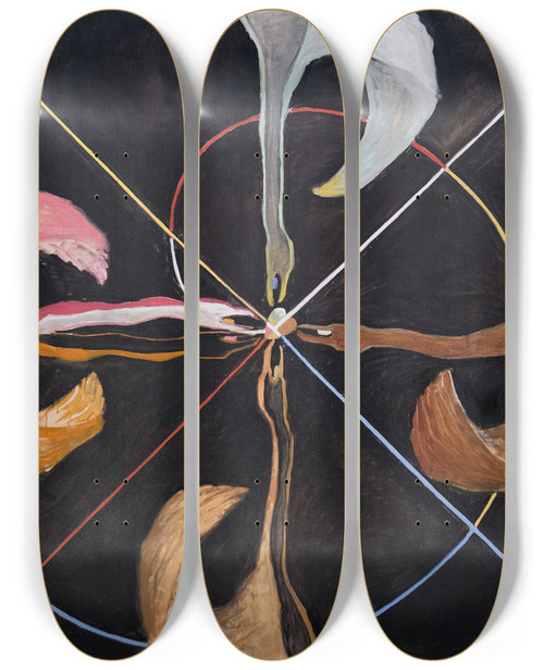 Triptych art skateboard deck of Hilma Af Klint Group Ix Suw The by Hilma af Klint (1862-1944)