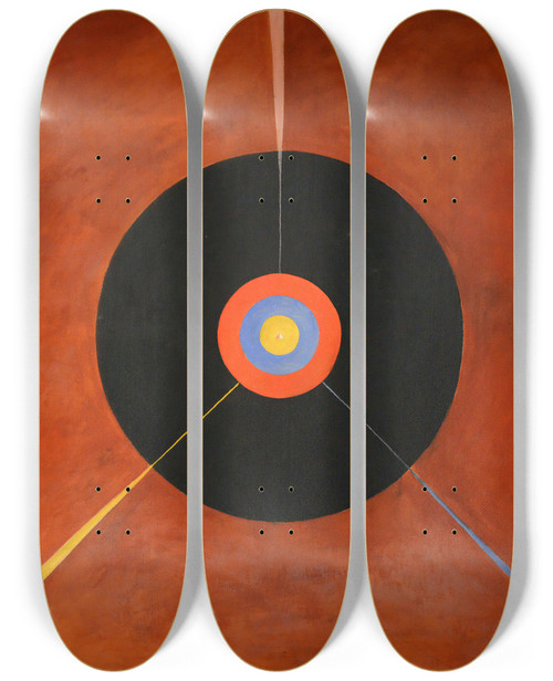 Triptych art skateboard deck of Hilma Af Klint The Swan No 18 by Hilma af Klint (1862-1944)
